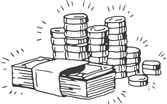 Illustration of cash and coins